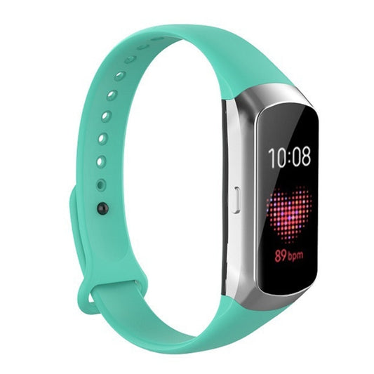 For Samsung Galaxy Fit SM-R370 Silicone Glossy Nail Button Watch Band(Cyan) - Watch Bands by buy2fix | Online Shopping UK | buy2fix
