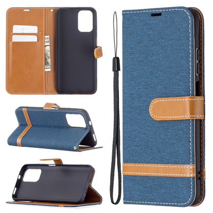 For Xiaomi Redmi Note 10 4G / Note 10S Color Matching Denim Texture Horizontal Flip Leather Case with Holder & Card Slots & Wallet & Lanyard(Dark Blue) - Xiaomi Cases by buy2fix | Online Shopping UK | buy2fix