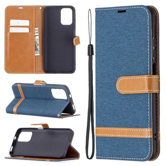 For Xiaomi Redmi Note 10 4G / Note 10S Color Matching Denim Texture Horizontal Flip Leather Case with Holder & Card Slots & Wallet & Lanyard(Dark Blue) - Xiaomi Cases by buy2fix | Online Shopping UK | buy2fix