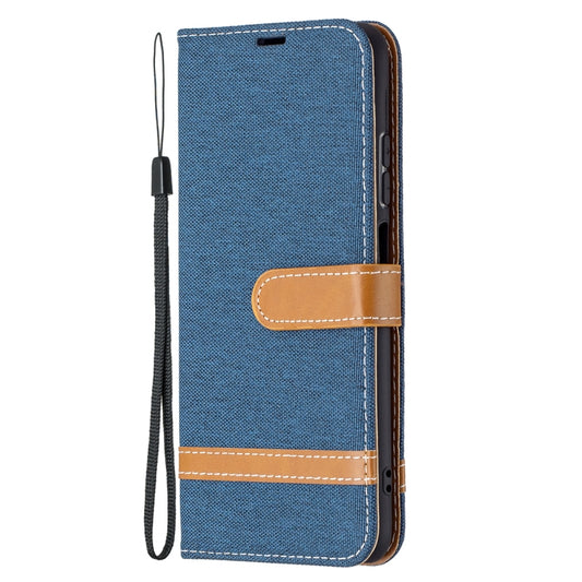 For Xiaomi Redmi Note 10 4G / Note 10S Color Matching Denim Texture Horizontal Flip Leather Case with Holder & Card Slots & Wallet & Lanyard(Dark Blue) - Xiaomi Cases by buy2fix | Online Shopping UK | buy2fix