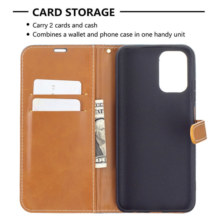 For Xiaomi Redmi Note 10 4G / Note 10S Color Matching Denim Texture Horizontal Flip Leather Case with Holder & Card Slots & Wallet & Lanyard(Dark Blue) - Xiaomi Cases by buy2fix | Online Shopping UK | buy2fix