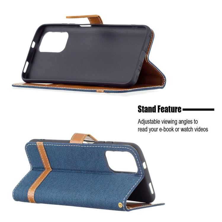 For Xiaomi Redmi Note 10 4G / Note 10S Color Matching Denim Texture Horizontal Flip Leather Case with Holder & Card Slots & Wallet & Lanyard(Dark Blue) - Xiaomi Cases by buy2fix | Online Shopping UK | buy2fix