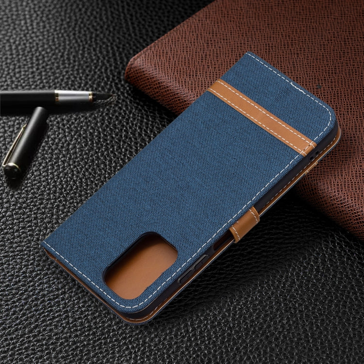For Xiaomi Redmi Note 10 4G / Note 10S Color Matching Denim Texture Horizontal Flip Leather Case with Holder & Card Slots & Wallet & Lanyard(Dark Blue) - Xiaomi Cases by buy2fix | Online Shopping UK | buy2fix