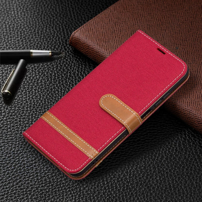 For Xiaomi Redmi Note 10 4G / Note 10S Color Matching Denim Texture Horizontal Flip Leather Case with Holder & Card Slots & Wallet & Lanyard(Red) - Xiaomi Cases by buy2fix | Online Shopping UK | buy2fix
