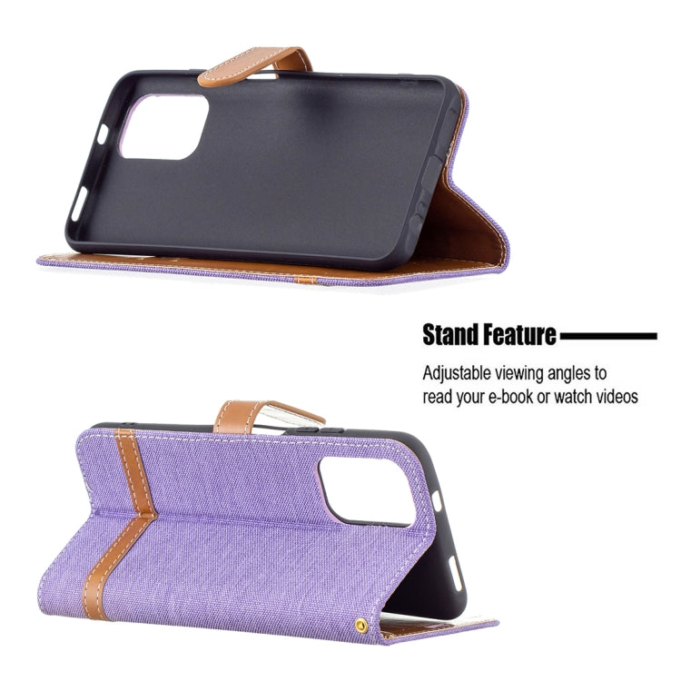 For Xiaomi Redmi Note 10 4G / Note 10S Color Matching Denim Texture Horizontal Flip Leather Case with Holder & Card Slots & Wallet & Lanyard(Purple) - Xiaomi Cases by buy2fix | Online Shopping UK | buy2fix
