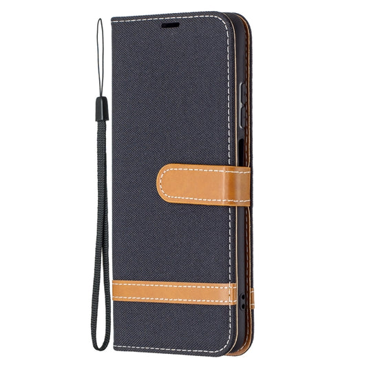 For Xiaomi Redmi Note 10 4G / Note 10S Color Matching Denim Texture Horizontal Flip Leather Case with Holder & Card Slots & Wallet & Lanyard(Black) - Xiaomi Cases by buy2fix | Online Shopping UK | buy2fix
