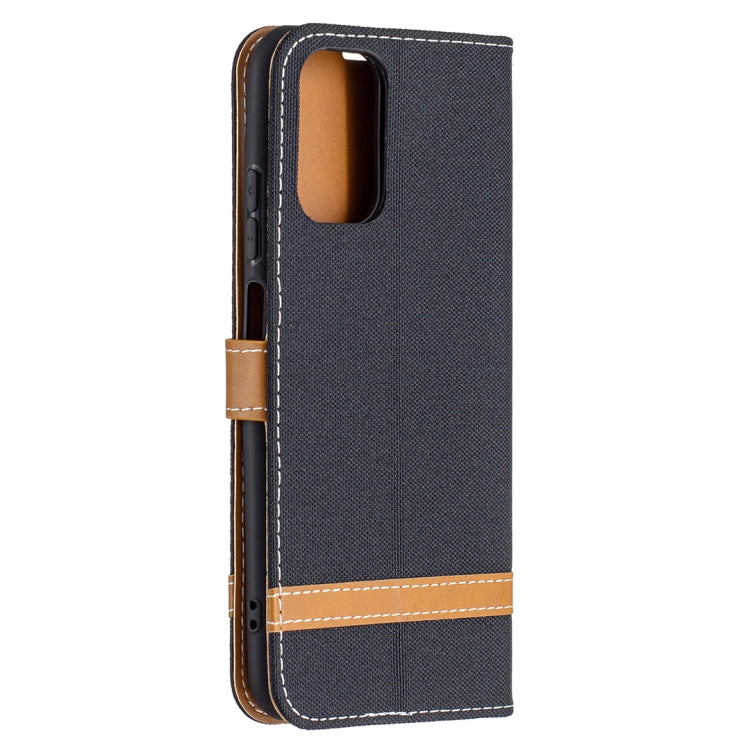 For Xiaomi Redmi Note 10 4G / Note 10S Color Matching Denim Texture Horizontal Flip Leather Case with Holder & Card Slots & Wallet & Lanyard(Black) - Xiaomi Cases by buy2fix | Online Shopping UK | buy2fix