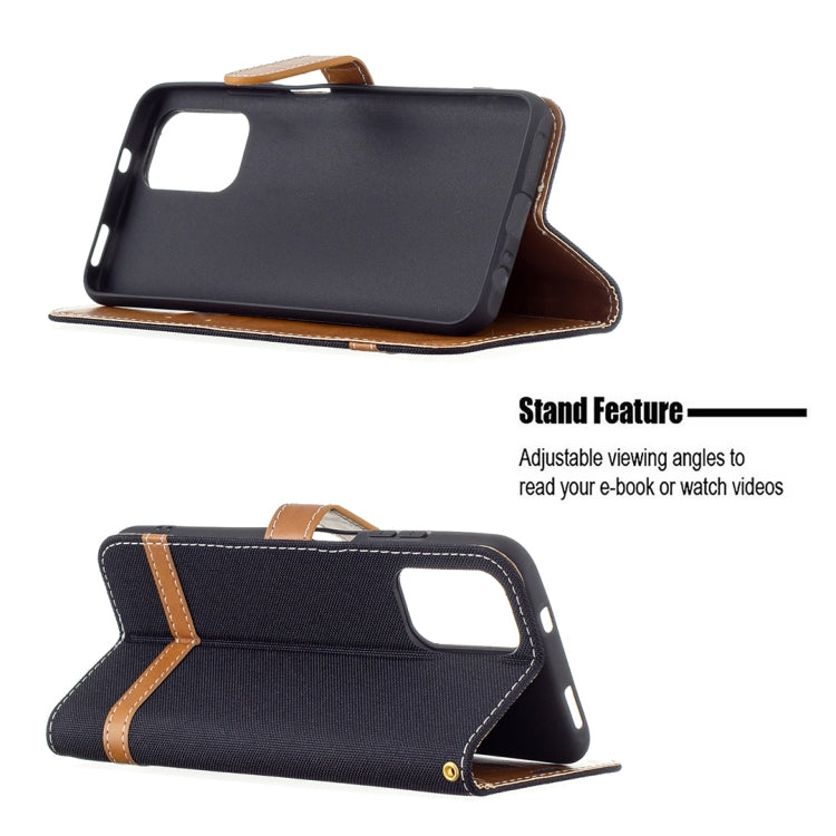 For Xiaomi Redmi Note 10 4G / Note 10S Color Matching Denim Texture Horizontal Flip Leather Case with Holder & Card Slots & Wallet & Lanyard(Black) - Xiaomi Cases by buy2fix | Online Shopping UK | buy2fix