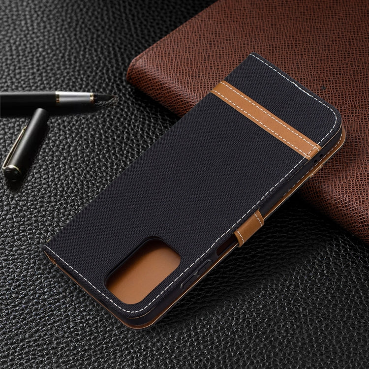 For Xiaomi Redmi Note 10 4G / Note 10S Color Matching Denim Texture Horizontal Flip Leather Case with Holder & Card Slots & Wallet & Lanyard(Black) - Xiaomi Cases by buy2fix | Online Shopping UK | buy2fix
