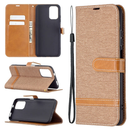 For Xiaomi Redmi Note 10 4G / Note 10S Color Matching Denim Texture Horizontal Flip Leather Case with Holder & Card Slots & Wallet & Lanyard(Brown) - Xiaomi Cases by buy2fix | Online Shopping UK | buy2fix