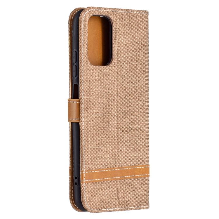For Xiaomi Redmi Note 10 4G / Note 10S Color Matching Denim Texture Horizontal Flip Leather Case with Holder & Card Slots & Wallet & Lanyard(Brown) - Xiaomi Cases by buy2fix | Online Shopping UK | buy2fix