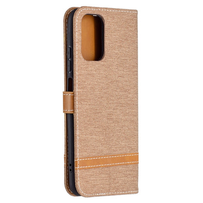 For Xiaomi Redmi Note 10 4G / Note 10S Color Matching Denim Texture Horizontal Flip Leather Case with Holder & Card Slots & Wallet & Lanyard(Brown) - Xiaomi Cases by buy2fix | Online Shopping UK | buy2fix