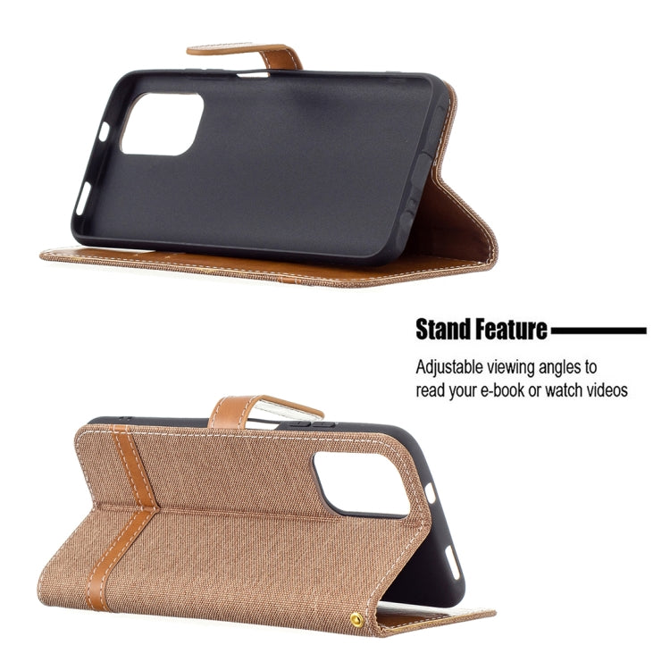 For Xiaomi Redmi Note 10 4G / Note 10S Color Matching Denim Texture Horizontal Flip Leather Case with Holder & Card Slots & Wallet & Lanyard(Brown) - Xiaomi Cases by buy2fix | Online Shopping UK | buy2fix
