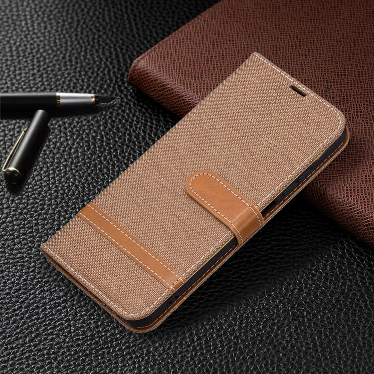 For Xiaomi Redmi Note 10 4G / Note 10S Color Matching Denim Texture Horizontal Flip Leather Case with Holder & Card Slots & Wallet & Lanyard(Brown) - Xiaomi Cases by buy2fix | Online Shopping UK | buy2fix