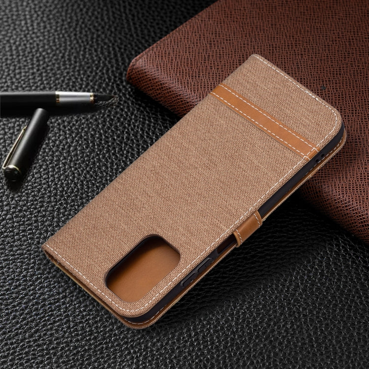 For Xiaomi Redmi Note 10 4G / Note 10S Color Matching Denim Texture Horizontal Flip Leather Case with Holder & Card Slots & Wallet & Lanyard(Brown) - Xiaomi Cases by buy2fix | Online Shopping UK | buy2fix