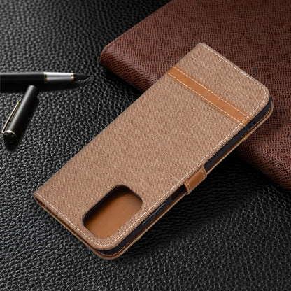 For Xiaomi Redmi Note 10 4G / Note 10S Color Matching Denim Texture Horizontal Flip Leather Case with Holder & Card Slots & Wallet & Lanyard(Brown) - Xiaomi Cases by buy2fix | Online Shopping UK | buy2fix