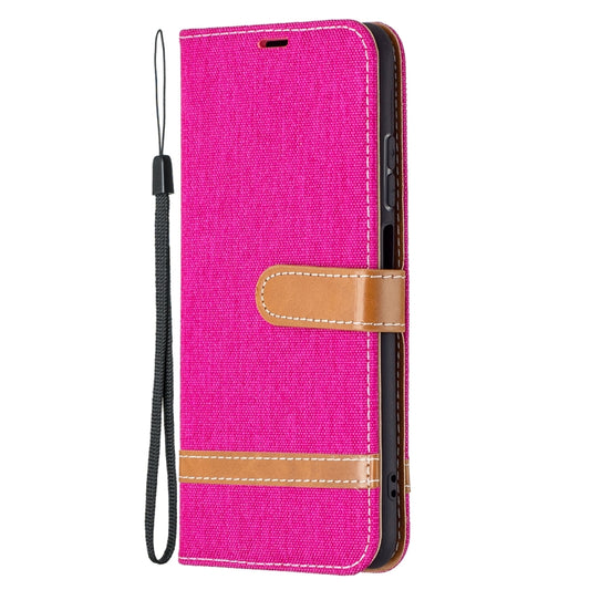 For Xiaomi Redmi Note 10 4G / Note 10S Color Matching Denim Texture Horizontal Flip Leather Case with Holder & Card Slots & Wallet & Lanyard(Rose Red) - Xiaomi Cases by buy2fix | Online Shopping UK | buy2fix