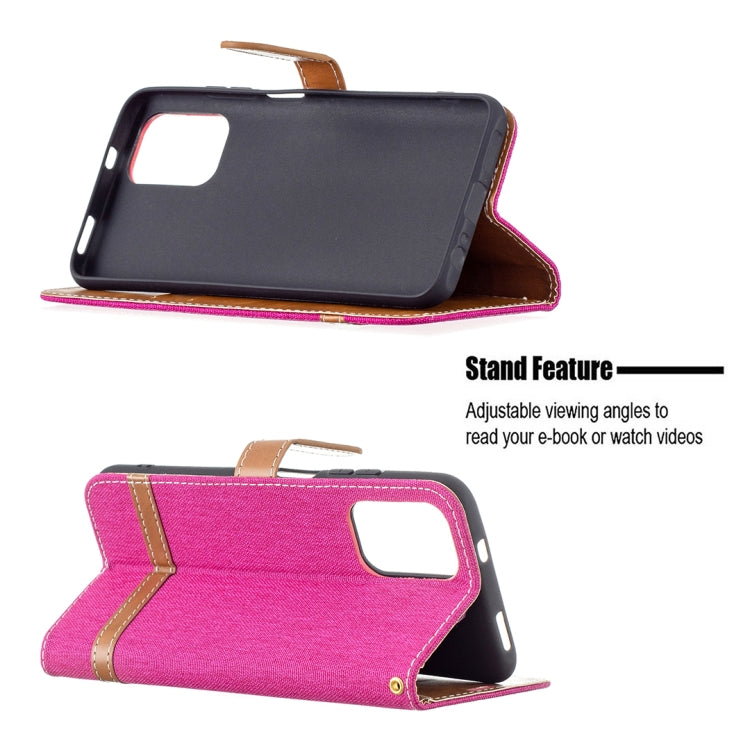 For Xiaomi Redmi Note 10 4G / Note 10S Color Matching Denim Texture Horizontal Flip Leather Case with Holder & Card Slots & Wallet & Lanyard(Rose Red) - Xiaomi Cases by buy2fix | Online Shopping UK | buy2fix
