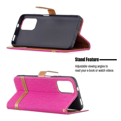 For Xiaomi Redmi Note 10 4G / Note 10S Color Matching Denim Texture Horizontal Flip Leather Case with Holder & Card Slots & Wallet & Lanyard(Rose Red) - Xiaomi Cases by buy2fix | Online Shopping UK | buy2fix