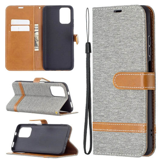 For Xiaomi Redmi Note 10 4G / Note 10S Color Matching Denim Texture Horizontal Flip Leather Case with Holder & Card Slots & Wallet & Lanyard(Grey) - Xiaomi Cases by buy2fix | Online Shopping UK | buy2fix