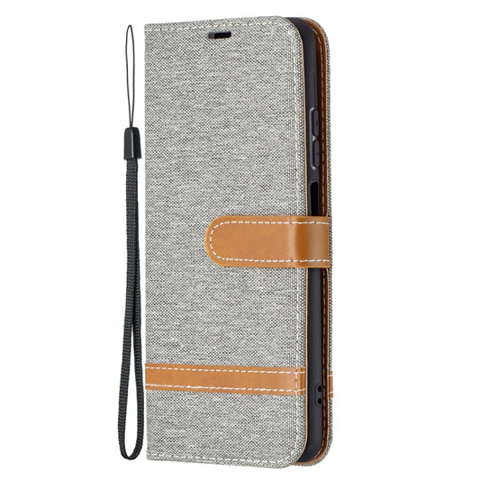 For Xiaomi Redmi Note 10 4G / Note 10S Color Matching Denim Texture Horizontal Flip Leather Case with Holder & Card Slots & Wallet & Lanyard(Grey) - Xiaomi Cases by buy2fix | Online Shopping UK | buy2fix