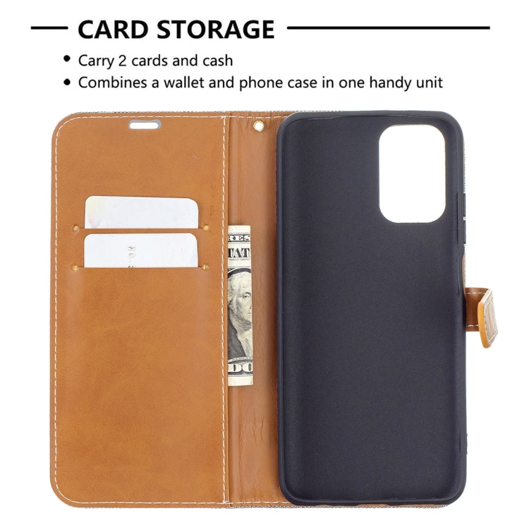 For Xiaomi Redmi Note 10 4G / Note 10S Color Matching Denim Texture Horizontal Flip Leather Case with Holder & Card Slots & Wallet & Lanyard(Grey) - Xiaomi Cases by buy2fix | Online Shopping UK | buy2fix