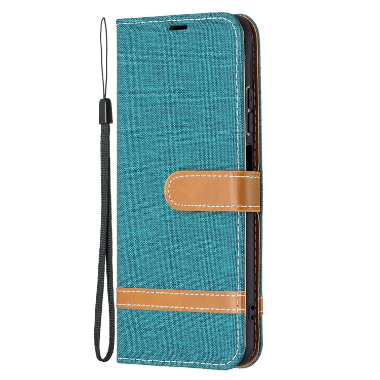 For Xiaomi Redmi Note 10 4G / Note 10S Color Matching Denim Texture Horizontal Flip Leather Case with Holder & Card Slots & Wallet & Lanyard(Green) - Xiaomi Cases by buy2fix | Online Shopping UK | buy2fix