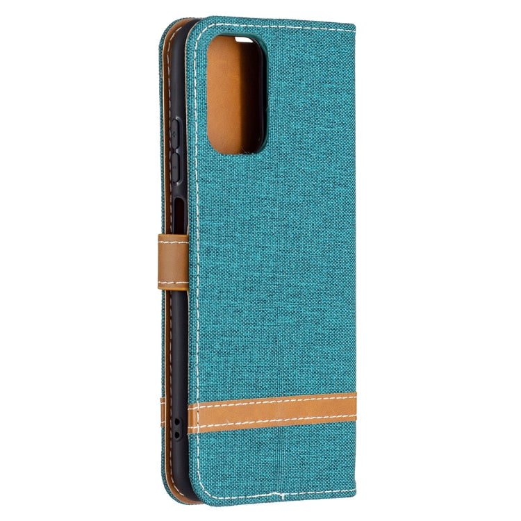 For Xiaomi Redmi Note 10 4G / Note 10S Color Matching Denim Texture Horizontal Flip Leather Case with Holder & Card Slots & Wallet & Lanyard(Green) - Xiaomi Cases by buy2fix | Online Shopping UK | buy2fix