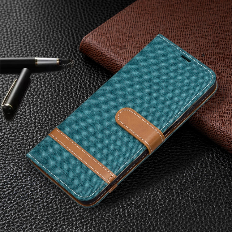 For Xiaomi Redmi Note 10 4G / Note 10S Color Matching Denim Texture Horizontal Flip Leather Case with Holder & Card Slots & Wallet & Lanyard(Green) - Xiaomi Cases by buy2fix | Online Shopping UK | buy2fix