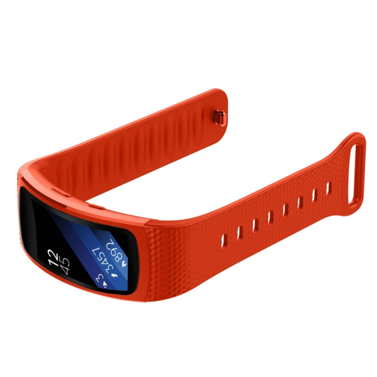 For Samsung Gear Fit2 Pro Silicone Watch Band, Size:S(Orange) - Watch Bands by buy2fix | Online Shopping UK | buy2fix