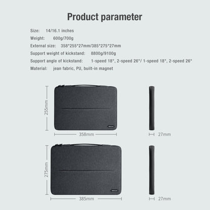 NILLKIN Commuter Multifunctional Laptop Sleeve For 14.0 inch and Below(Dark Gray) by NILLKIN