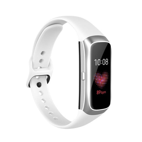 For Samsung Galaxy Fit SM-R370 Silicone Steel Shrapnel Black Buckle Watch Band(White)