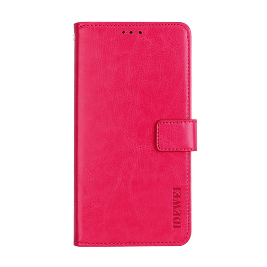 For Xiaomi Redmi Note 10 Pro idewei Crazy Horse Texture Horizontal Flip Leather Case with Holder & Card Slots & Wallet(Rose Red)