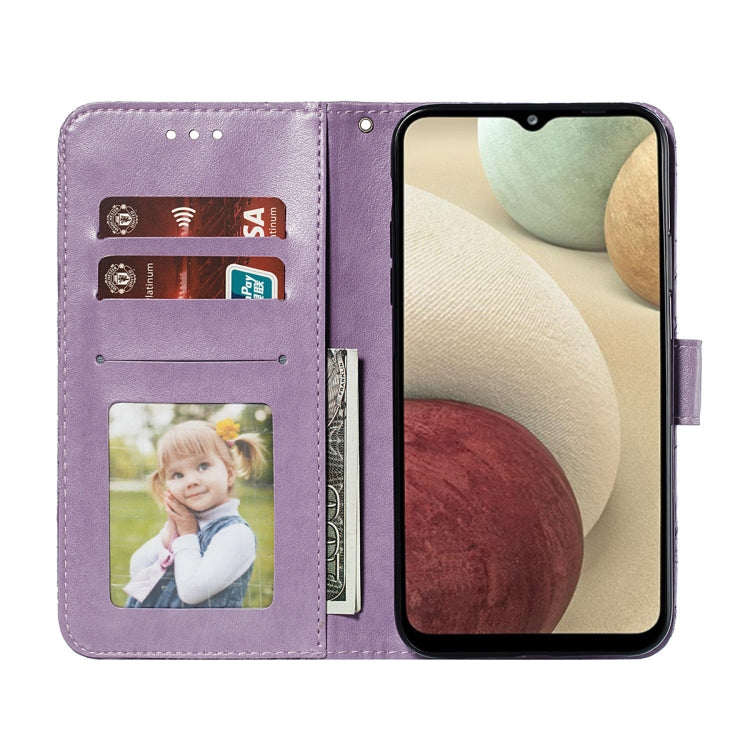 For Samsung Galaxy A32 4G Lace Flower Embossing Pattern Horizontal Flip Leather Case with Holder & Card Slots & Wallet & Photo Frame(Purple) by buy2fix