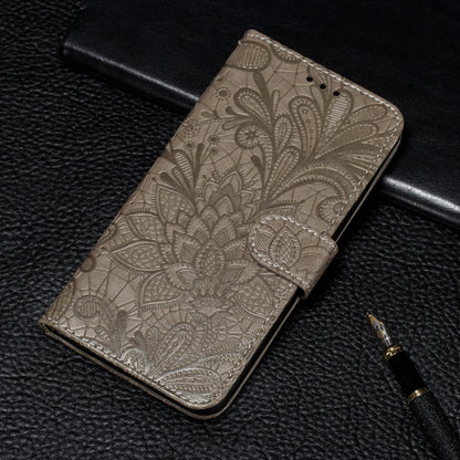 For Xiaomi Redmi 9T / Poco M3 Lace Flower Embossing Pattern Horizontal Flip Leather Case with Holder & Card Slots & Wallet & Photo Frame(Grey) - Xiaomi Cases by buy2fix | Online Shopping UK | buy2fix