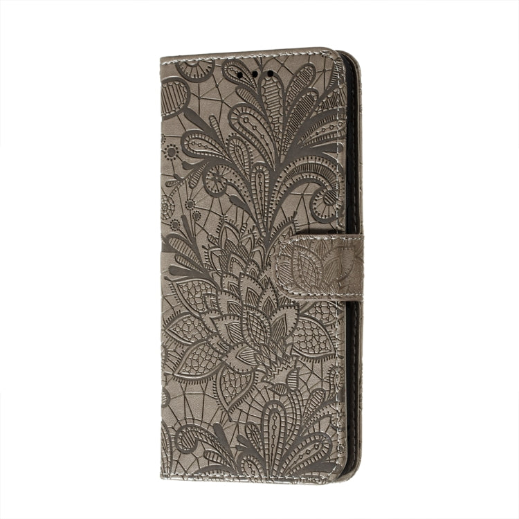 For Xiaomi Redmi 9T / Poco M3 Lace Flower Embossing Pattern Horizontal Flip Leather Case with Holder & Card Slots & Wallet & Photo Frame(Grey) - Xiaomi Cases by buy2fix | Online Shopping UK | buy2fix