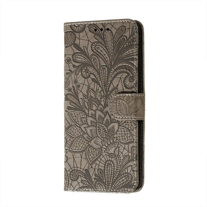 For Xiaomi Redmi 9T / Poco M3 Lace Flower Embossing Pattern Horizontal Flip Leather Case with Holder & Card Slots & Wallet & Photo Frame(Grey) - Xiaomi Cases by buy2fix | Online Shopping UK | buy2fix
