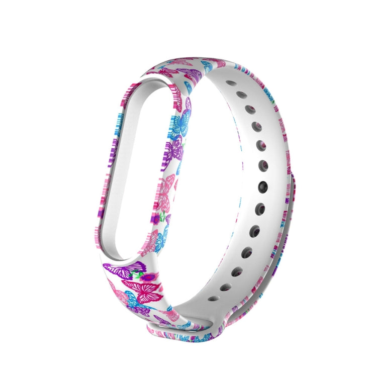 For Xiaomi Mi Band 6 (CA8856) Colored Drawing Silicone Watch Band(Butterflies) - Watch Bands by buy2fix | Online Shopping UK | buy2fix