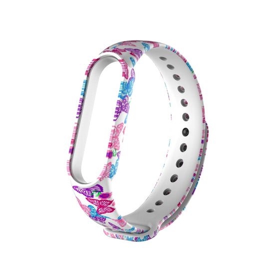 For Xiaomi Mi Band 6 (CA8856) Colored Drawing Silicone Watch Band(Butterflies) - Watch Bands by buy2fix | Online Shopping UK | buy2fix