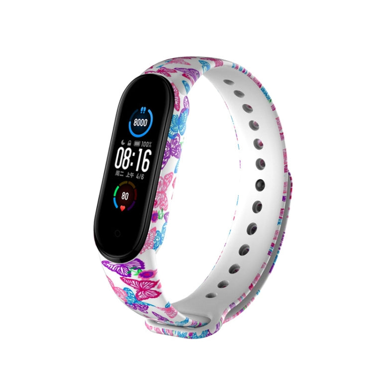 For Xiaomi Mi Band 6 (CA8856) Colored Drawing Silicone Watch Band(Butterflies) - Watch Bands by buy2fix | Online Shopping UK | buy2fix