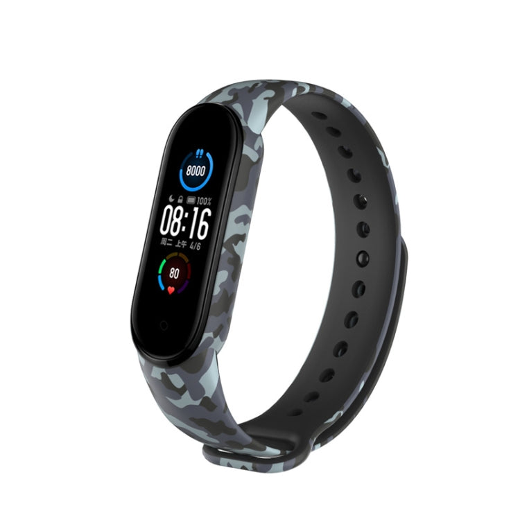 For Xiaomi Mi Band 6 (CA8856) Colored Drawing Silicone Watch Band(Camouflage Grey) - Watch Bands by buy2fix | Online Shopping UK | buy2fix