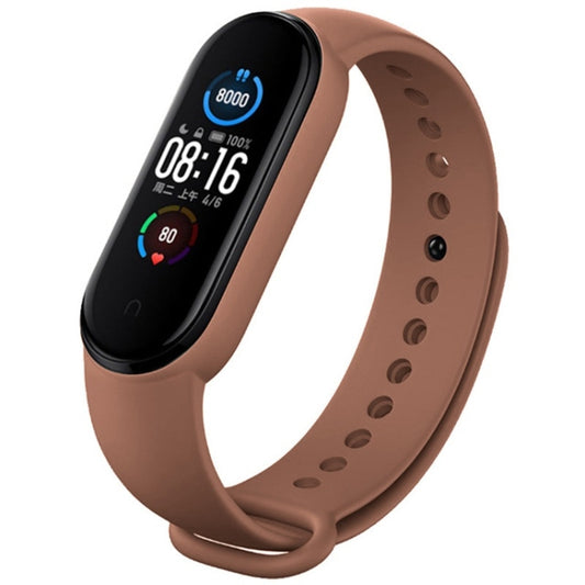 For Xiaomi Mi Band 6 (CA8856) Solid Color Silicone Watch Band(Brown) - Watch Bands by buy2fix | Online Shopping UK | buy2fix