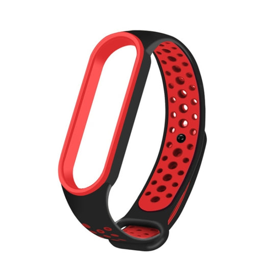 For Xiaomi Mi Band 6 (CA8856) Breathable Silicone Watch Band with Holes(Black+Red) - Watch Bands by buy2fix | Online Shopping UK | buy2fix