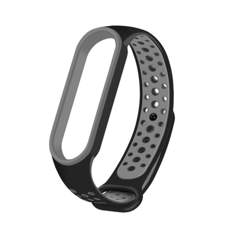 For Xiaomi Mi Band 6 (CA8856) Breathable Silicone Watch Band with Holes(Black+Grey) - Watch Bands by buy2fix | Online Shopping UK | buy2fix