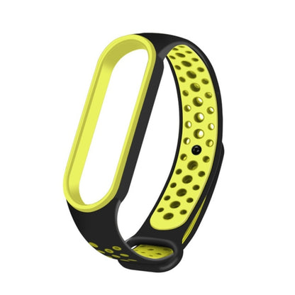 For Xiaomi Mi Band 6 (CA8856) Breathable Silicone Watch Band with Holes(Black+Green) - Watch Bands by buy2fix | Online Shopping UK | buy2fix