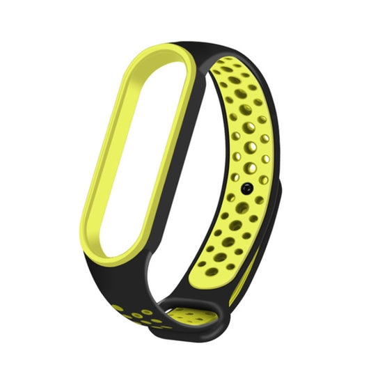 For Xiaomi Mi Band 6 (CA8856) Breathable Silicone Watch Band with Holes(Black+Green) - Watch Bands by buy2fix | Online Shopping UK | buy2fix