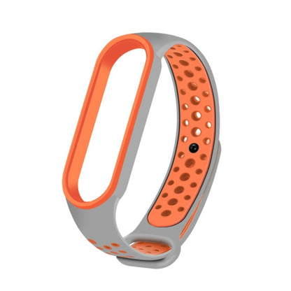 For Xiaomi Mi Band 6 (CA8856) Breathable Silicone Watch Band with Holes(Grey+Orange) - Watch Bands by buy2fix | Online Shopping UK | buy2fix