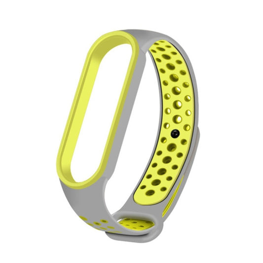For Xiaomi Mi Band 6 (CA8856) Breathable Silicone Watch Band with Holes(Grey+Yellow) - Watch Bands by buy2fix | Online Shopping UK | buy2fix