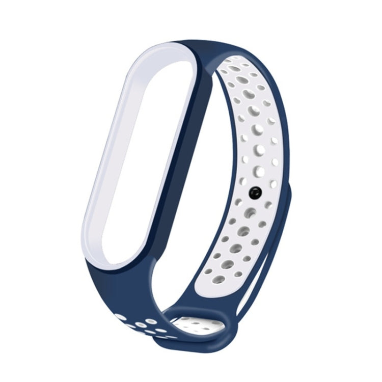 For Xiaomi Mi Band 6 (CA8856) Breathable Silicone Watch Band with Holes(Blue+White) - Watch Bands by buy2fix | Online Shopping UK | buy2fix