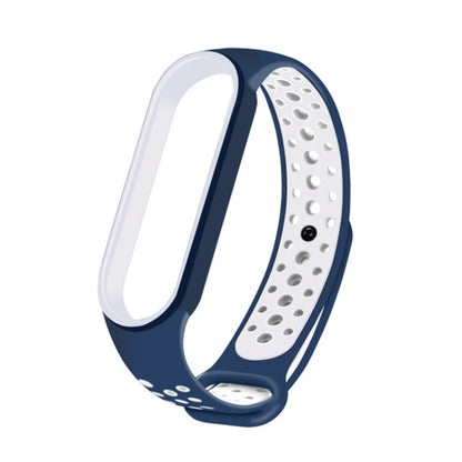 For Xiaomi Mi Band 6 (CA8856) Breathable Silicone Watch Band with Holes(Blue+White) - Watch Bands by buy2fix | Online Shopping UK | buy2fix
